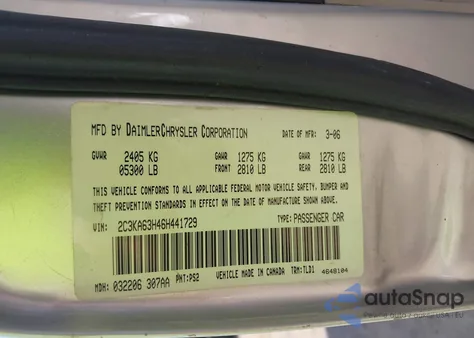 2006 Chrysler 300C from USA, damaged, VIN 2C3KA63H46H441729